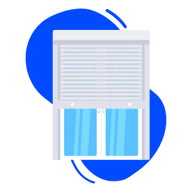 Illustration de volets électriques d’une fenêtre à moitié ouverts